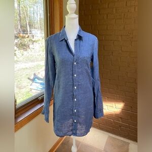 Frank & Eileen S Mary Button Down Dress Long Sleeve Collared $328 Blue